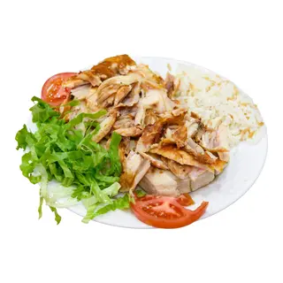 Platos kebab con solo arroz