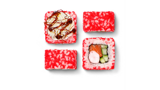 Unagi z łososiem i krewetką (8 sztuk)