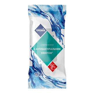Серветки вологі «Премія» антисептичні (15шт/уп)