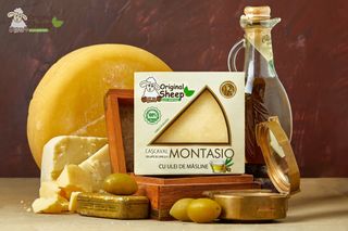 Cașcaval Montasio din lapte oi și caprine, maturat ulei de masline 