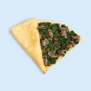 ვეგანური კრეპი სოკოთი და ისპანახით