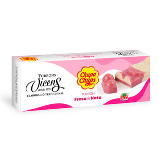 Turrón Chupa Chups de Fresa y Nata Vicens Estuche 150 Gr.