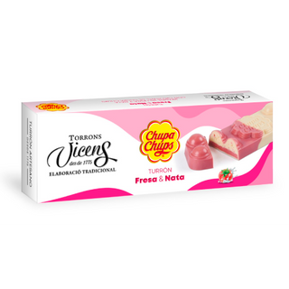 Turrón Chupa Chups de Fresa y Nata Vicens Estuche 150 Gr.