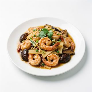 Gambas Con Bambú Y Setas Chinas