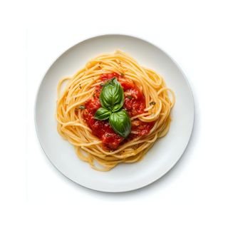 Spaghetti con tomate y albahaca
