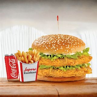 Double chicken burger menu