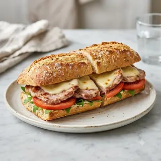 Bocadillo De Lomo, Queso Y Tomate