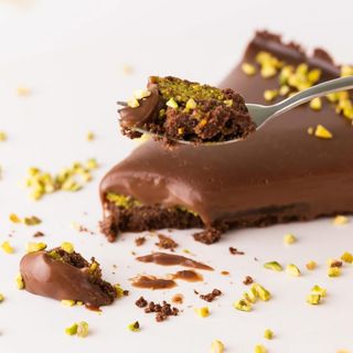 Tartă cu pastă de fistic și ciocolată belgiană