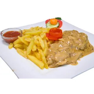 Steak in mushroom sauce