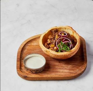 Балгын куырдак с домашним картофелем.