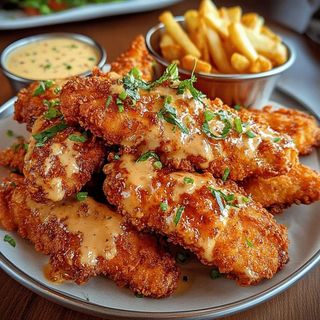 Crispy fried chicken with chips