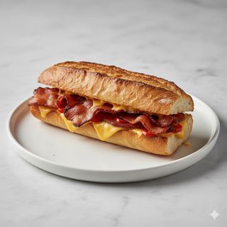 Baguete Bacon, Queso Y Pimientos