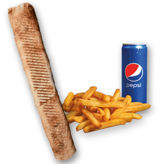 Rollo Kebab z serem (mega), frytki, Pepsi 0.33l