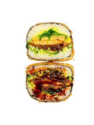 Sushi Burger z Krążkami Cebulowymi
