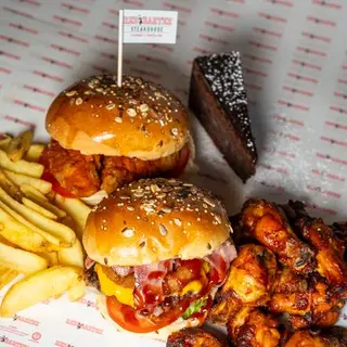 Combo - Doble Placer (Entrante + 2 Hamburguesas + Postre)