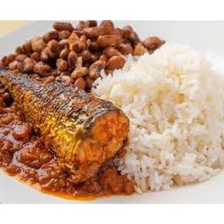 White Rice, Beans & Sauce with Fish