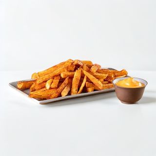 Двойно изпържен холандски картоф с чедър сос150г