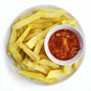Fried Yam With Pepper Sauce