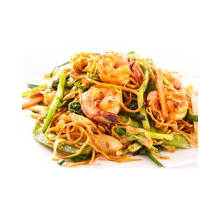 Makaron smażony z krewetkami