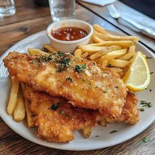 Fish fillet fried with chips