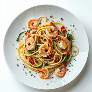 50 Spaghetti con gamberi alla piastra