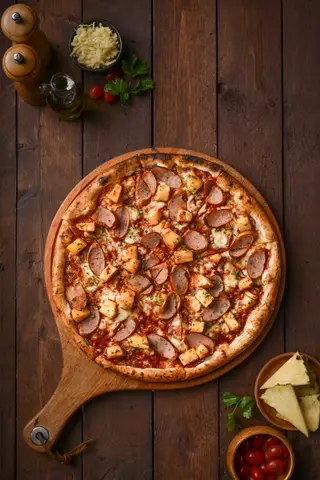 Hawaiian-Twist (Sweet & Sour Pineapple & Beef Sausage Pizza)