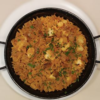 Arroz con cocochas de bacalao y setas (Tiempo  estimado 30 minutos)