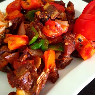 Pan Fried Goat Meat