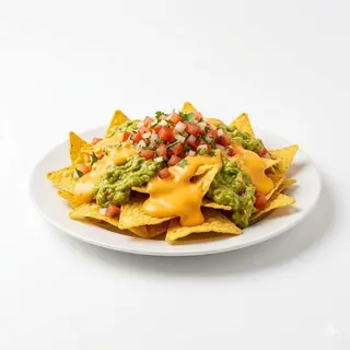 Nachos con queso y guacamole