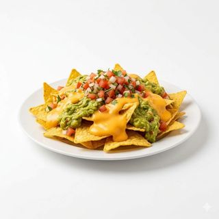 Nachos con queso y guacamole