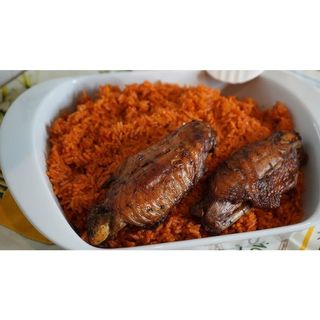 Jollof Rice plantain coleslaw & Turkey