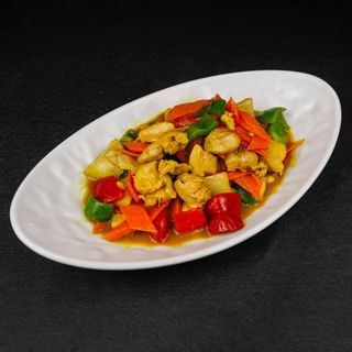 88- Pollo y verduras con salsa curry japonés