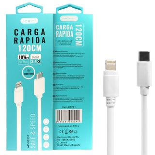 Cable de Datos y Carga APOKIN Lightning a Tipo C 1.2m - Blanco