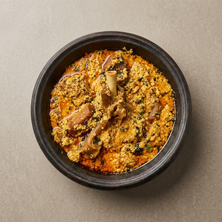 Egusi With Okro, Fufu/Eba And Beef
