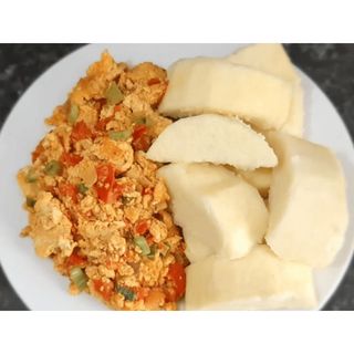 Boiled Yam & Egg Sauce
