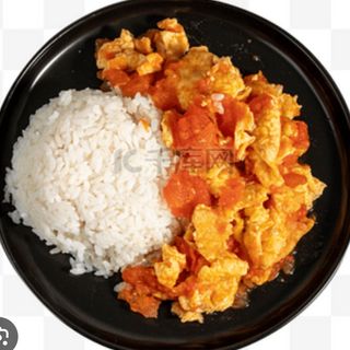 Pomodoro saltato con riso bianco e verdure uova 