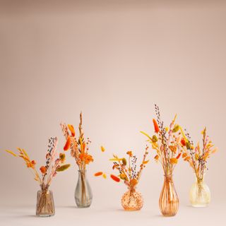 Vaso arancio con fiori secchi