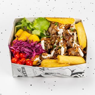 Chicken Kebab Over Fries