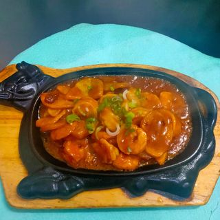 176. Gamberi con patate alla piastra