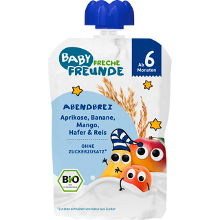 ფრეშ ფრაუნდ - პაუჩი გარგარი, ბანანი, მანგო, შვრიით და ბრინჯთ /6თვ+/ 100გრ