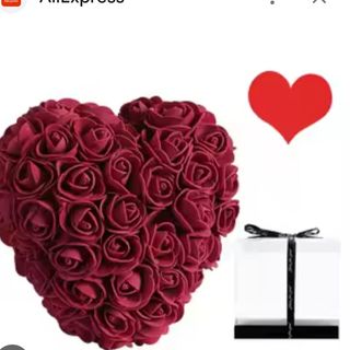 Cœur bordeau avec boíte acrylic transparente 