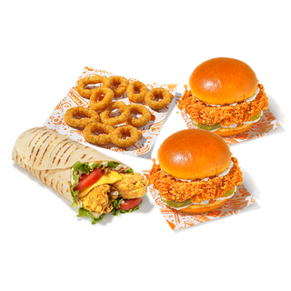 2 The Chicken Sandwich + Chicken Wrap + 10 Aros