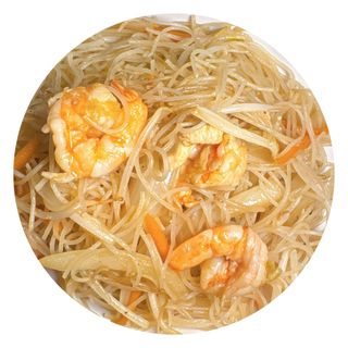 Fideos de arroz con gambas