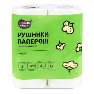 Рушники «Повна Чаша» паперові білі 2-шарові (2шт)