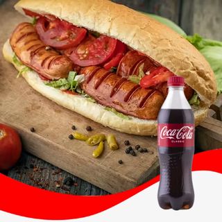 მექსიკური ჰოთ-დოგი "სუპერი" პურით + 1X კოკა-კოლა კლასიკი - 0,5ლ