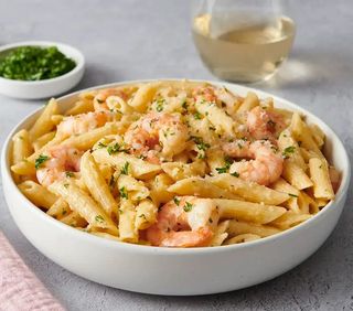 Corny Pasta alfredo With Shrimps