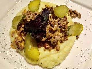 Бефстроганов с картофельным пюре (150 гр.)