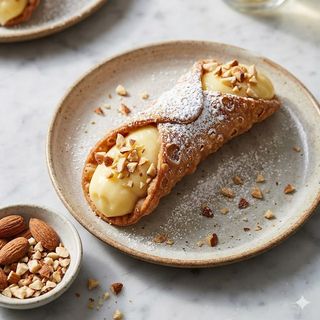 Cannolo di crema con mandorle