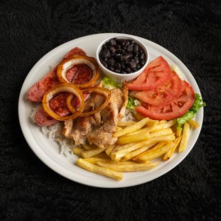 Mista de salsicha brasileira e lombo