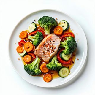 Medaglione vegetariano con mix di verdure al vapore